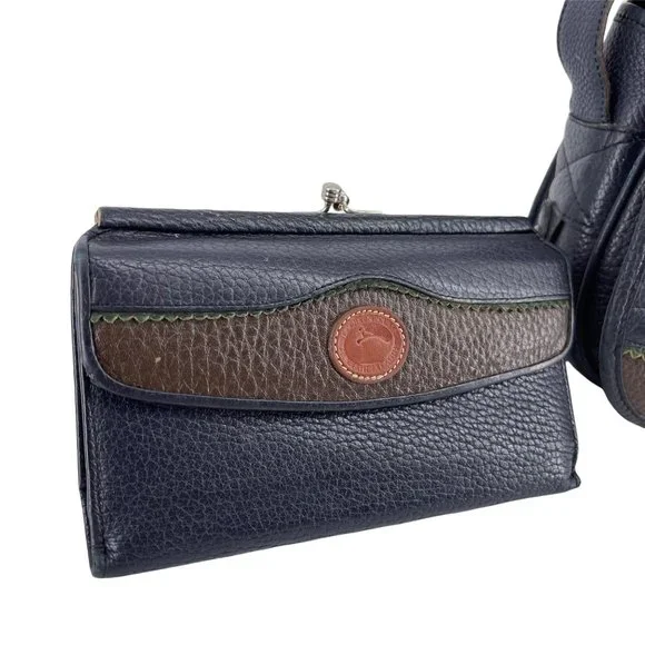 Dooney & Bourke Vintage Saddle Crossbody Blue Green Purse + Kisslock Wallet - Picture 3 of 15